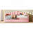 Upholstered Twin Size Daybed With Adjustable Height Pop Up Trundle Twin Bed And USB & Type-C Charging Port, Day Bed Frame With 2 Side Pockets, No Box-Spring Needed, Pink-147701580
