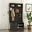 Hall Tree With 6 Hooks,Coat Hanger, Entryway Bench, Storage Bench,For Entrance, Hallwa,Black