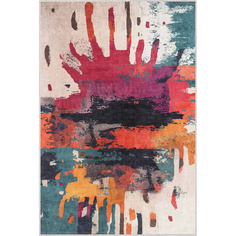 Abstract Chromatic Splash Multi Modern Abstract Area Rug, Rectangle 5'3" x 7'3" 