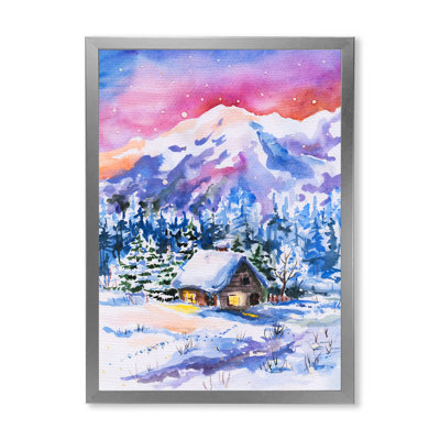 «Little Snowy House In Winter Landscape», peinture sur toile