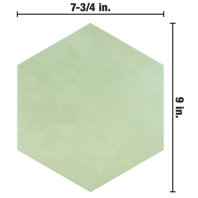 Horizon Hex 7-3/4" x 9"Porcelain Wall & Floor Tile, Verde
