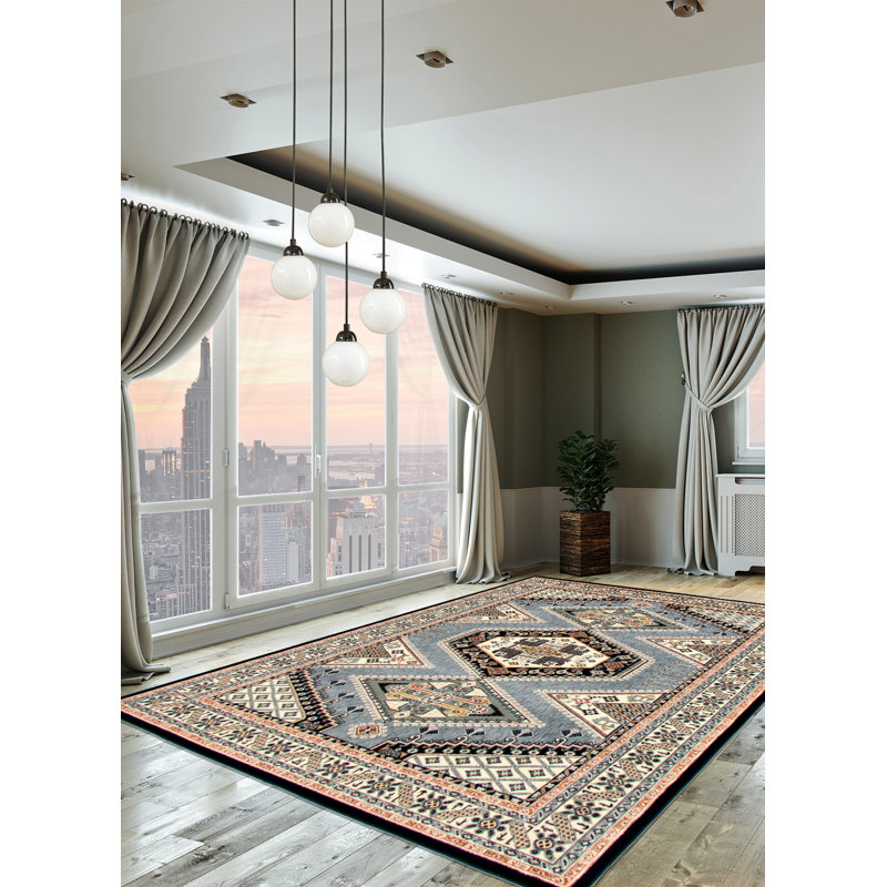 Tapis oriental bleu, Rectangle 7 pi 10 po x 10 pi 2 po