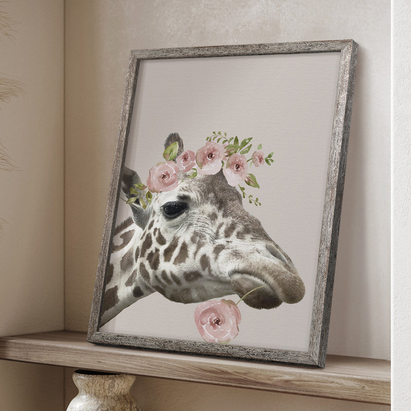 «Peek A Boo Giraffe II», reproduction encadrée - bois massif, H 15 po x l 12 po