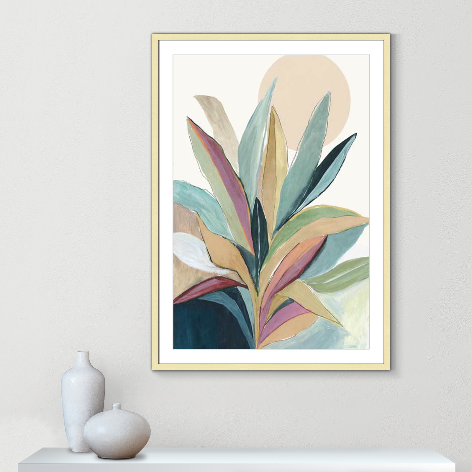Sherbrooke Sunny Bright Leaves I by Asia Jensen Print, Yes, Gold Single Picture Frame, 41.5" H x 29.5" W x 1.25" D