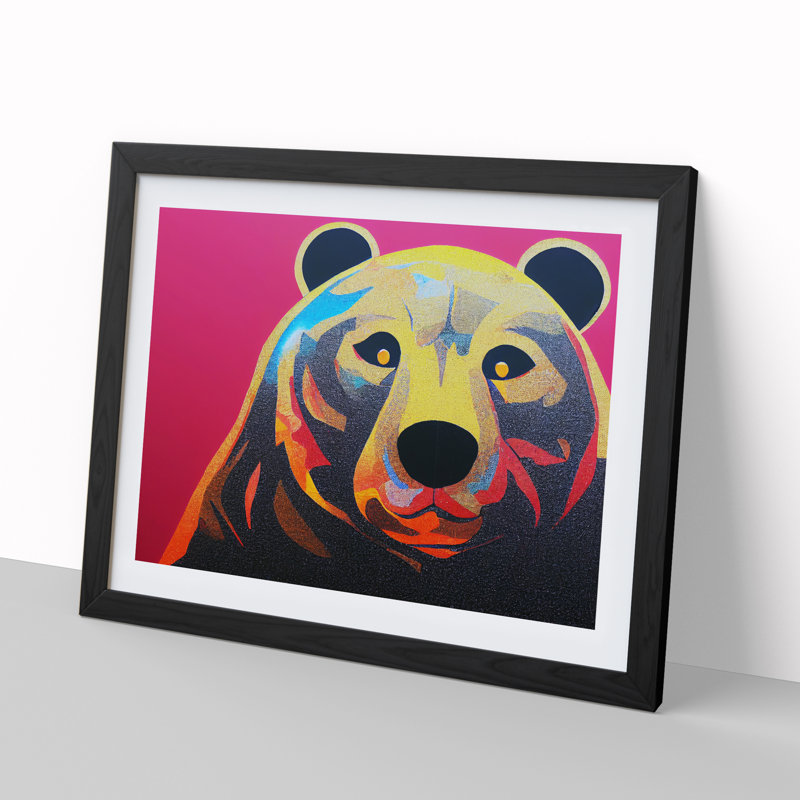 Blissful Bear - Framed Print, Black, 25cm H x 34cm W x 2cm D