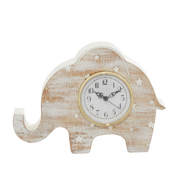 Analog Metal Mechanical Tabletop Clock in White