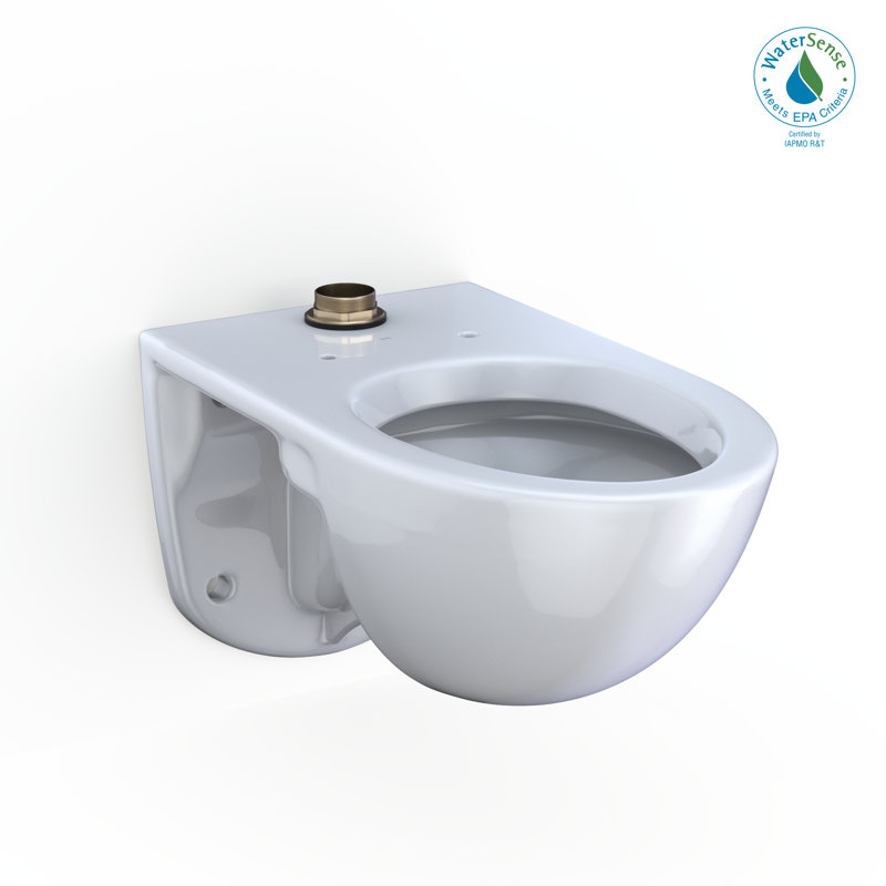 Tornado Flush Commercial Flushometer Wall-Mounted Toilet with Cefiontect, Elongated, Cotton White
