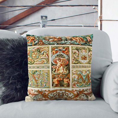 17th Century Pattern Square Throw Cushion