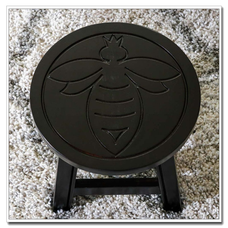 Marchepied sculpté en bois - reine des abeilles - espresso