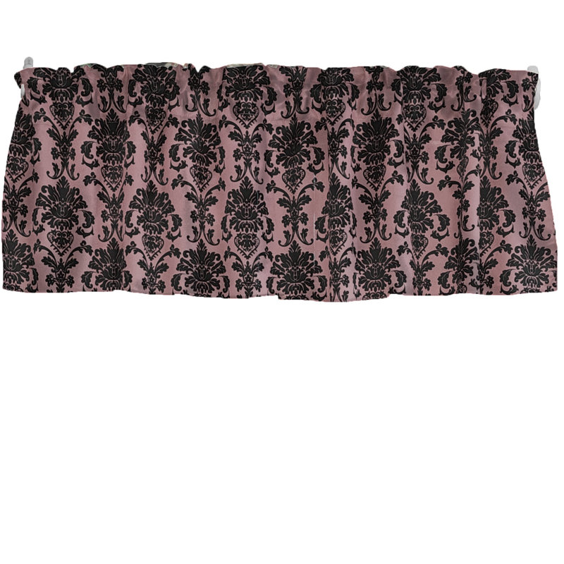 Cantonnière florale en damas 58 po, Vieux rose, L 58 po x L 14 po