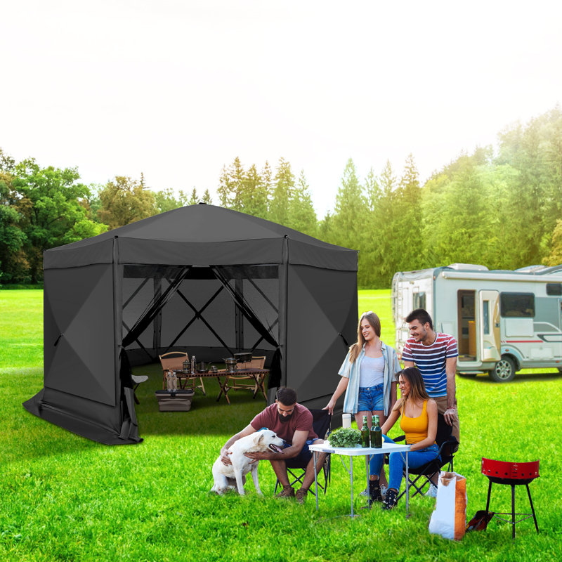 Pièce moustiquaire 15 x 15 avec moustiquaire, auvent pour tente Hub Hub, Noir, noir, noir, noir