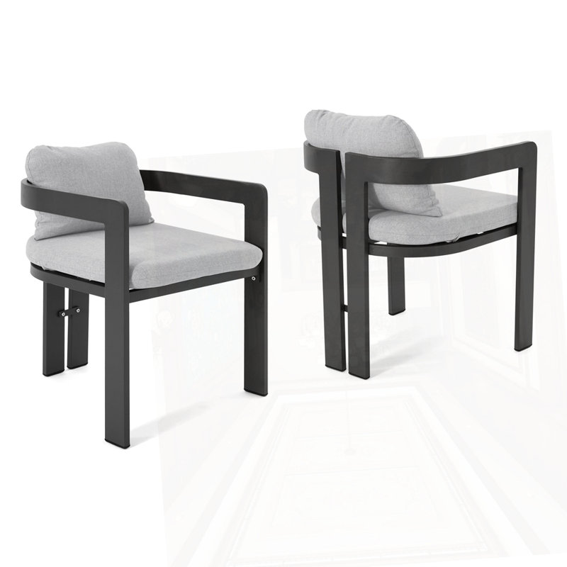 Chaise de patio d'extérieur en aluminium, ensemble de 2, Gris