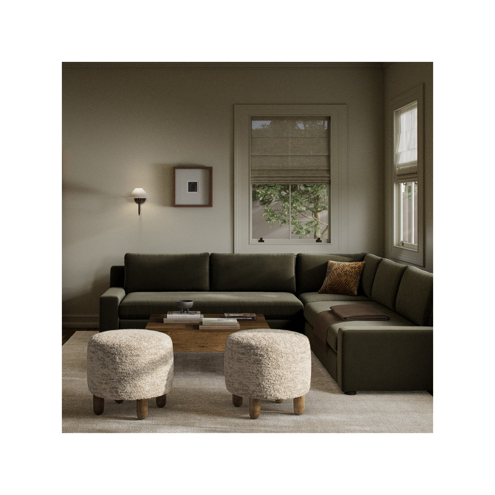 Marcelle 3 - Piece Upholstered Corner Sectional, Surrey Olive Performance Velvet
