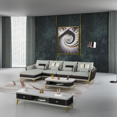 Leather L-Shaped Sectional