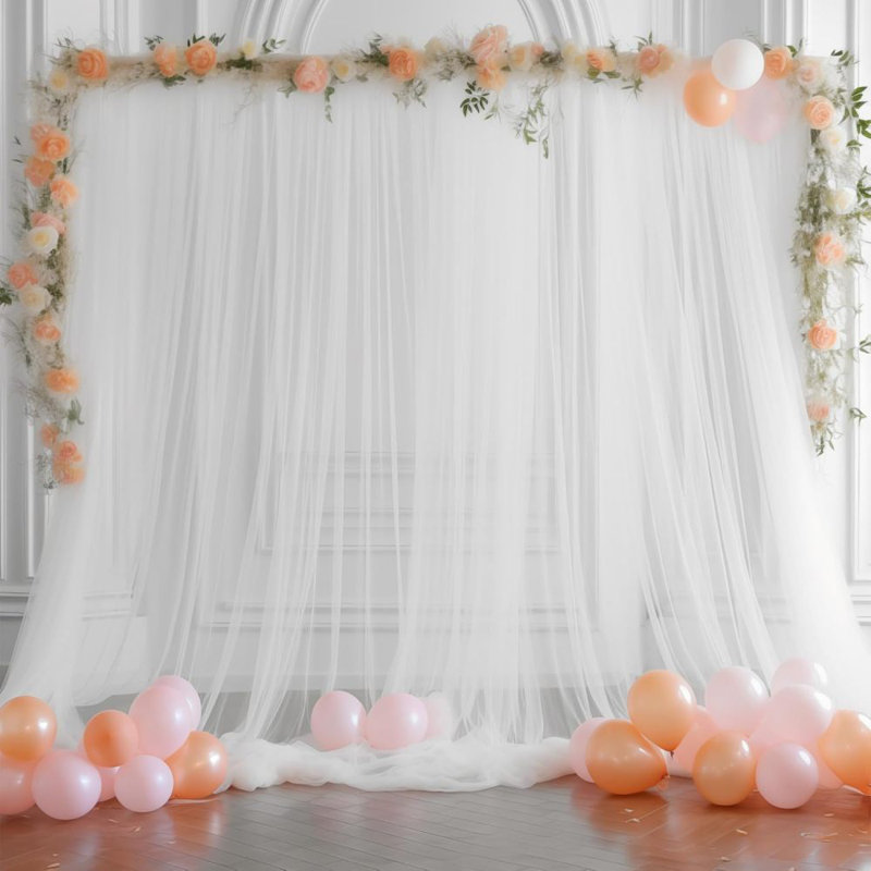 10Ft Tulle Backdrop Curtain For Parites, Sheer Backdrop Curtains Fabric Drapes For Wedding Ceremony Arch Party Stage Decorations(4 Panels 5*10Ft)