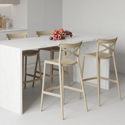Tabouret de bar 29,5 po empilable 29,5 po, sans assemblage, avec support pour l'extérieur, l'intérieur, l'îlot de cuisine et le balcon