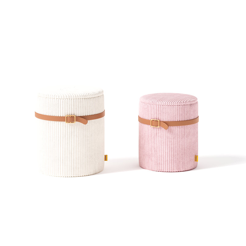 Ensemble de 2 repose-pieds ronds en velours avec couvercle relevable et rangement caché pour le salon et la chambre à coucher