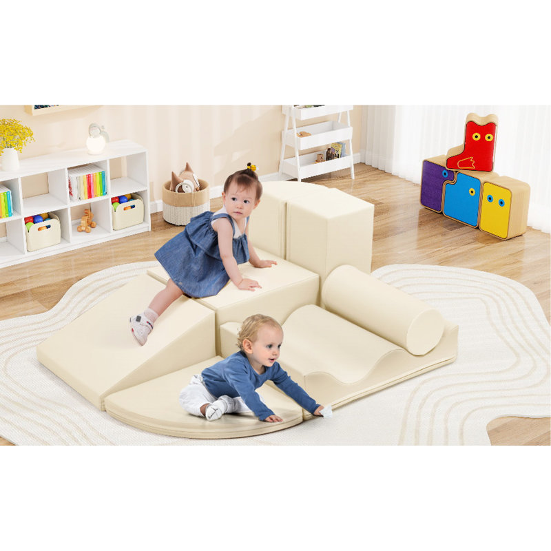 7 - Piece Soft Indoor Climbing Foam For , Pu , Activity, Enhances Coordination And Cognitive Development, , Rounded Edges, Flip Design, High Density Sponge, Hidden Zipper, Assembly Motor Skills