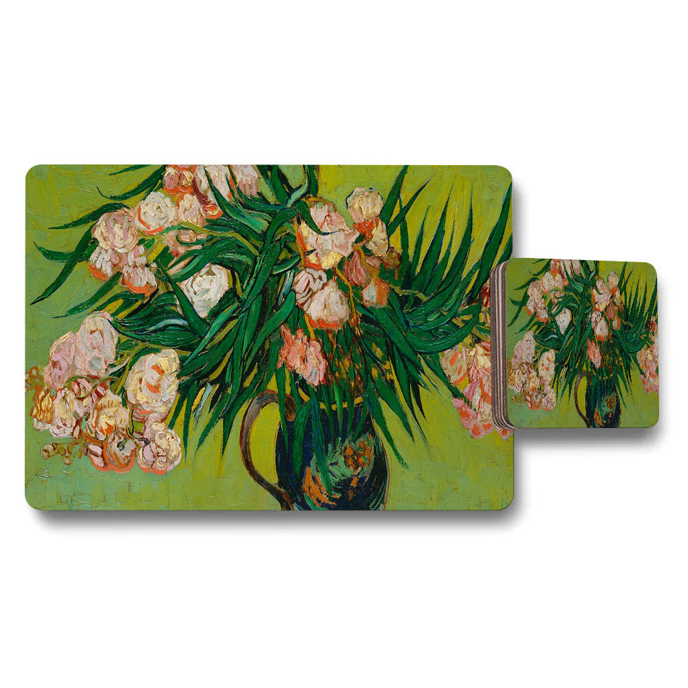 Floral Bouquet In Green Vase Placemat And Coaster Set