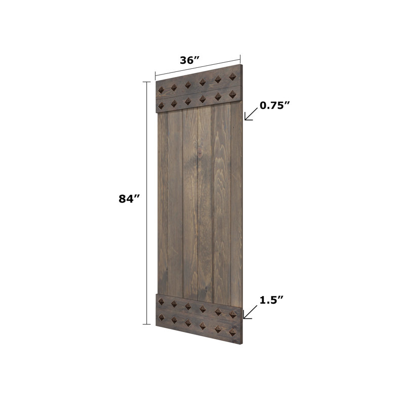 IsLife 84 in. H Matte Barn Door with Barn Door Hardware, 36" x 84", Smoky Gray