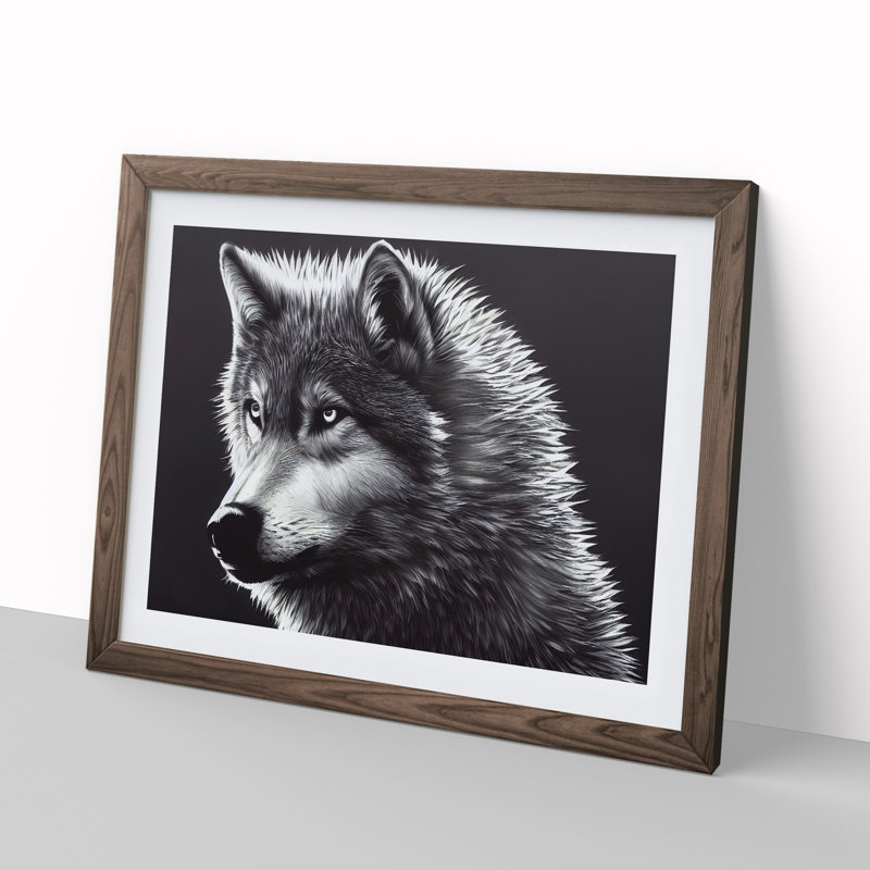 Great Wolf - Single Picture Frame Print, 46cm H x 64cm W x 2cm D, Walnut Framed