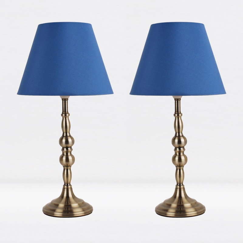 Lasley Metal Table Lamp, Antique Brass, Blue