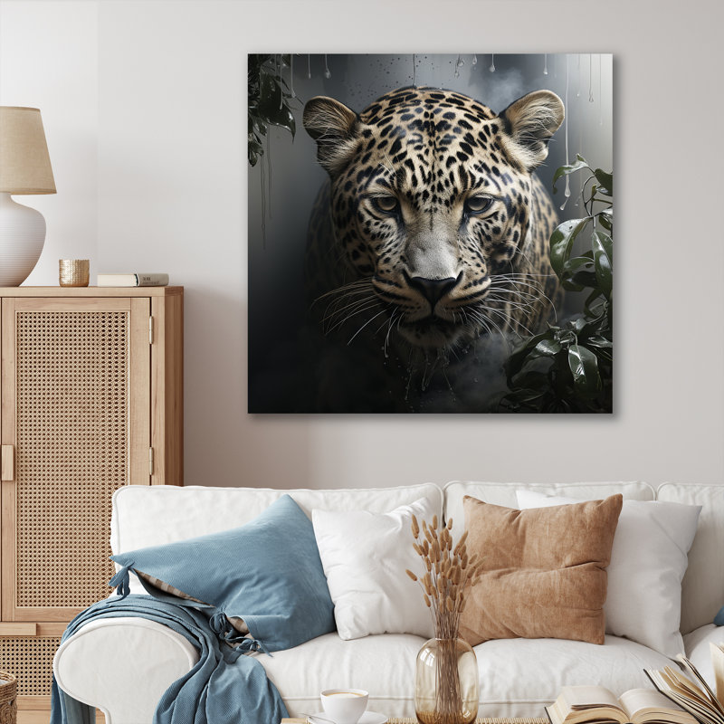 Portrait de léopard gris majestueux I - art mural léopard / guépard, Toile tendue, H 30 po x l 30 po x P 1,5 po