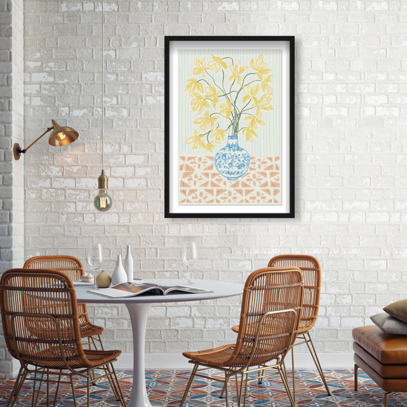 Yellow Iris Summer Print by Oliver Gal, 37.5"H x 25.5"W, Black Shadowbox