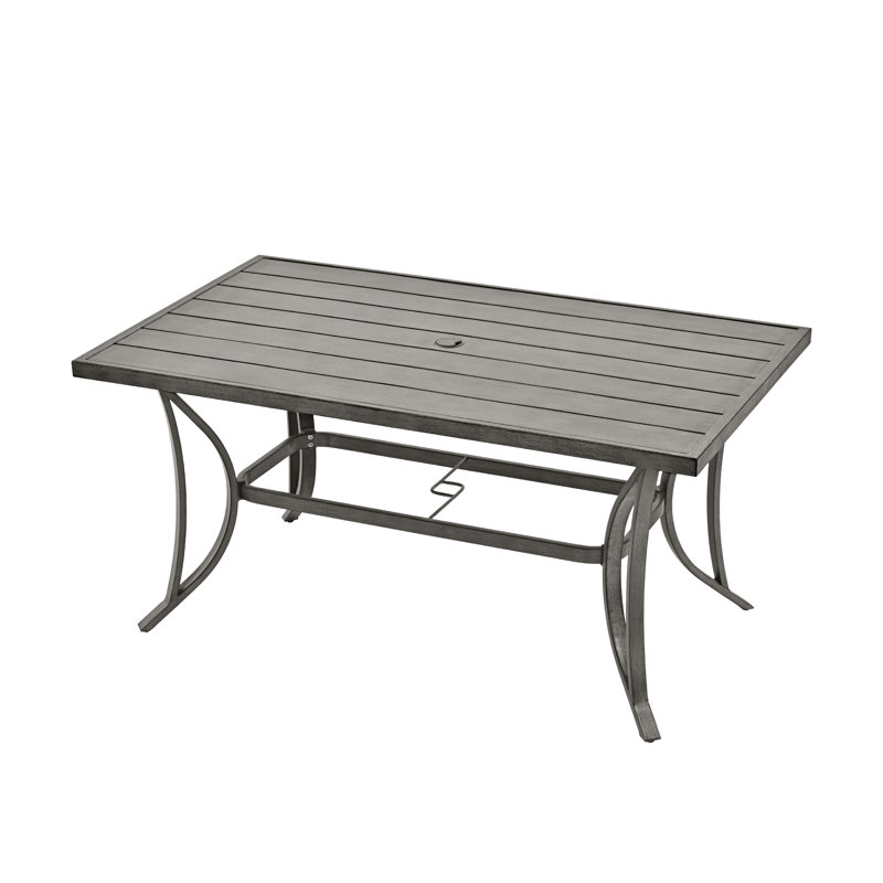 Table de salle à manger d'extérieur en aluminium avec trou pour parasol