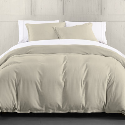 Hera Washed Linen Flange Modern Rustic Classic Chic Duvet Cover Set