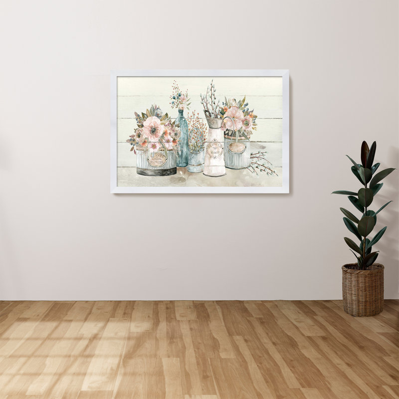 Marché aux fleurs par - Peinture, Cadre crème délavé, H 21,5 po x l 27,5 po x P 0,75 po