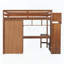 Lit mezzanine double avec bureau en L, garde-robe et escalier de rangement