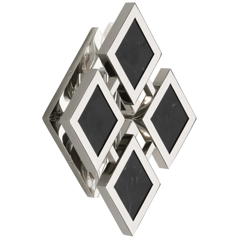 Edward Armed Sconce, Polished Nickel/Black Marble