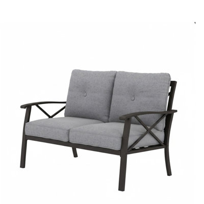 Desert Modern 48" All-Weather Loveseat - Frame with Gray Cushions, 2-Seater Outdoor Sofa for Patio or Garden
