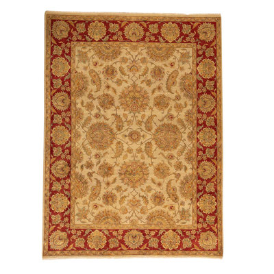 Tapis rouge / brun / vert tissé à la main