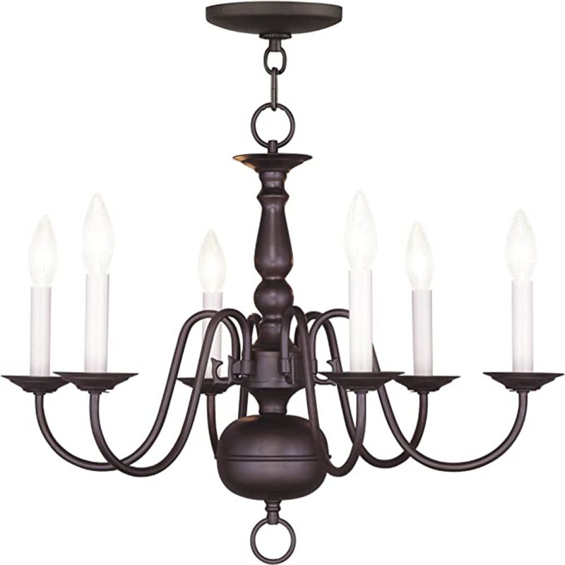 Lustre classique à 6 lumières de style bougie Benedetto, Bronze, 6