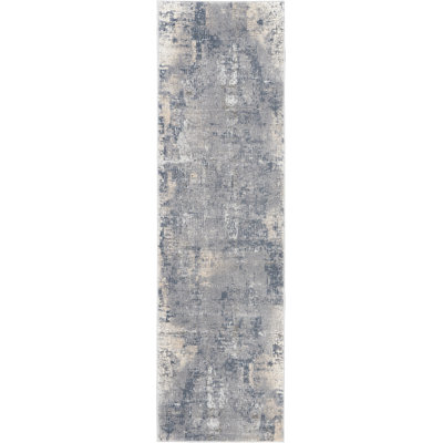 Tapis abstrait gris tissé à la machine