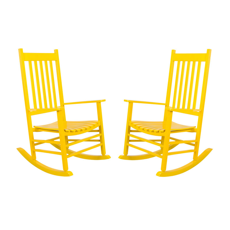 Chaise berçante d'extérieur en bois massif Emjay (ensemble de 2), Citron