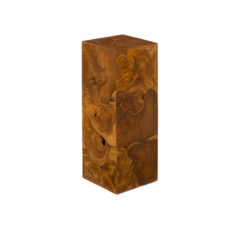 Teak Chunk Square Pedestal Sculpture