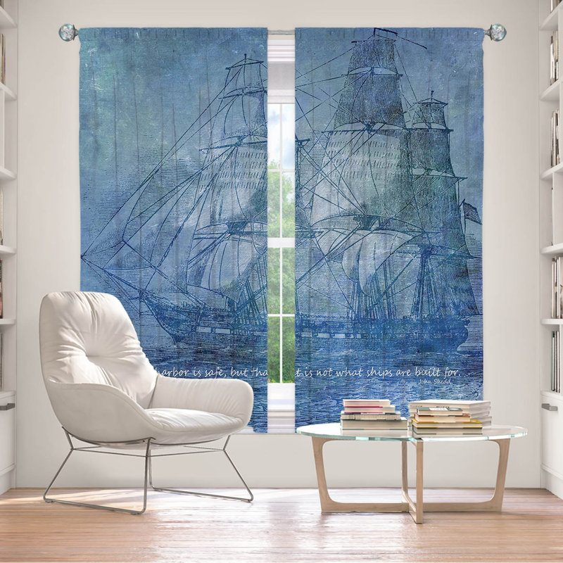 Delaughter Room Darkening Curtain Pair, 40" W x 82" L, Blue
