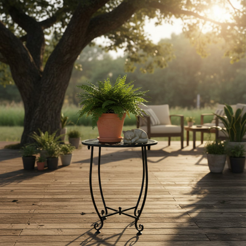 Round Metal Outdoor Side Table , 14cm W 14cm D