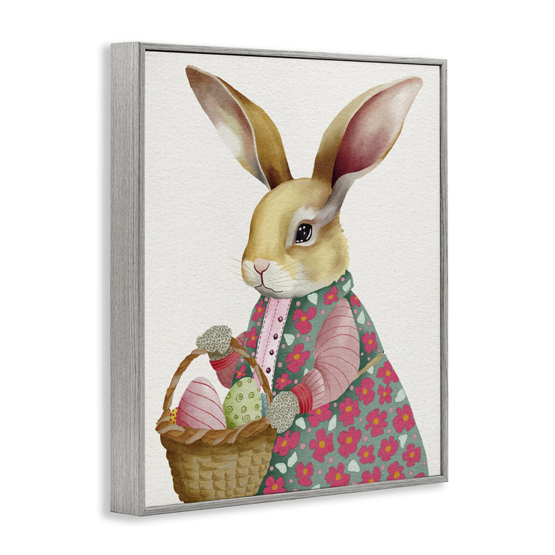 Lapin de Pâques avec panier à œufs, estampe numérique, design par Regina Moore, H 30 po x l 24 po