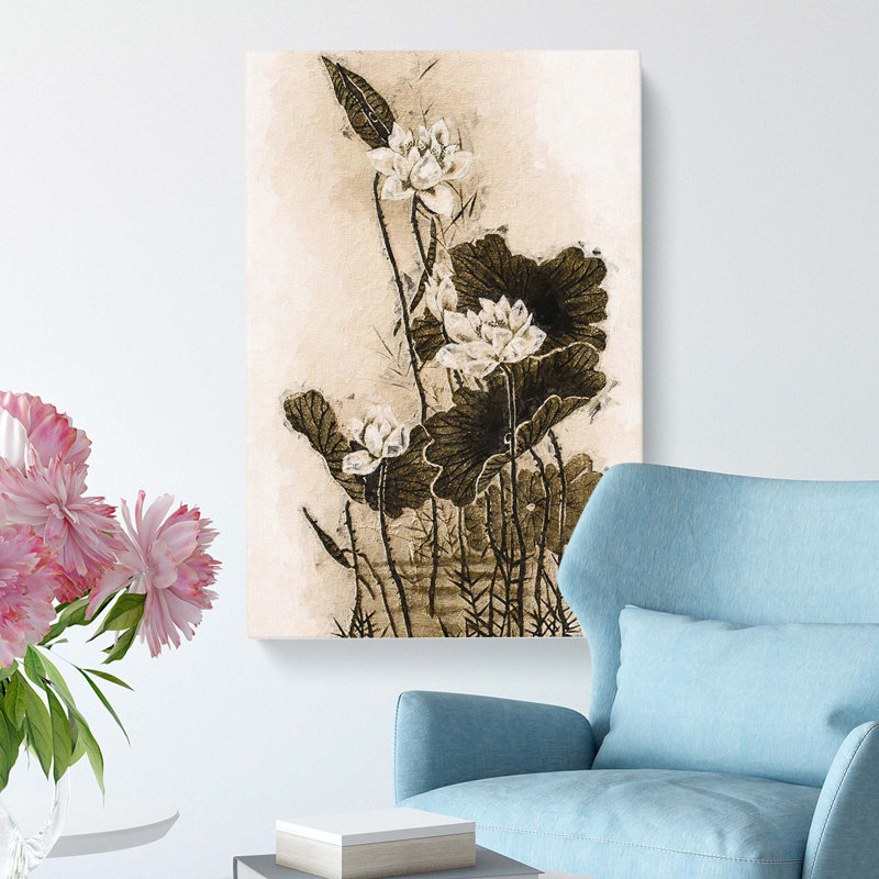Lotus Flowers - Wrapped Canvas Painting, 50cm H x 35cm W x 3cm D