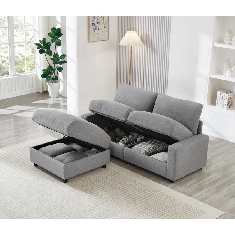 Canapés modulaires confortables avec rangement dissimulé, canapé en polyester en forme de L pour les salons modernes