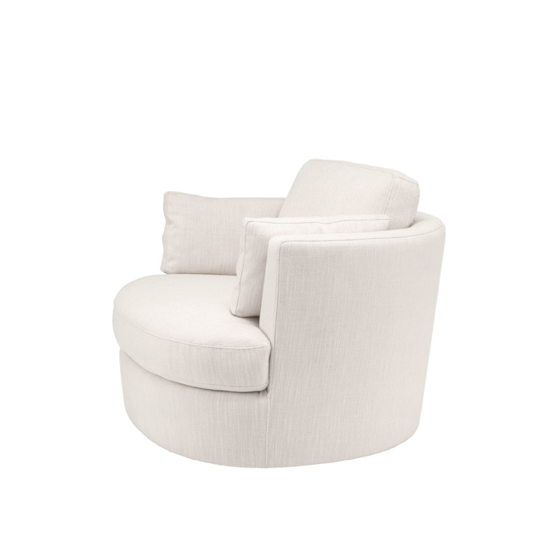 Clarissa Swivel Club Chair, Avalon White Polyester Blend