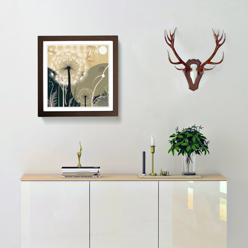 Dandelion Art Deco No.3 - Framed Print, Walnut