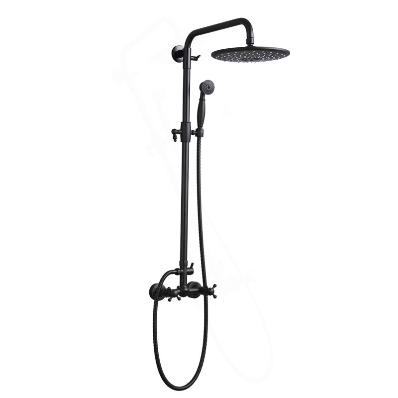 Pomme de douche à main avec système de douche à main et système de douche à pluie de 8 po avec double douche combinée noir mat
