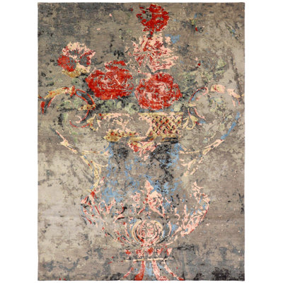 Wool And Silk Nepal One-of-a-Kind Rectangle 9' X 12' Area Rug