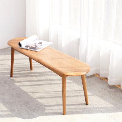 Banc en bois de chêne massif pour la décoration intérieure - demi-rond, solide, polyvalent, assise de salon large