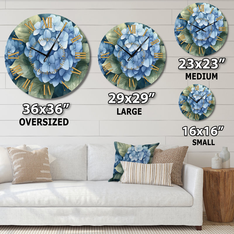 Horloge murale florale bleue, Petit